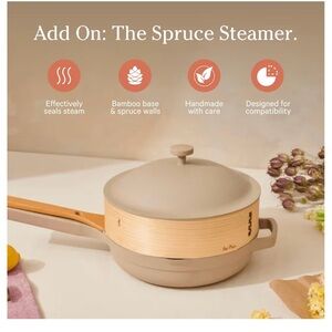 Our Place Cream and Tan Mini Pan with Steamer Baskets